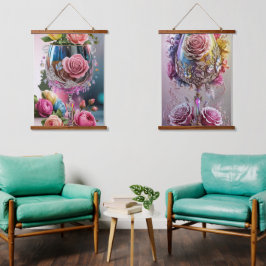 豪華なクリスタルワイングラスの水色 吊り下げ型タペストリー