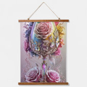 豪華なクリスタルワイングラスの水色 吊り下げ型タペストリー (正面2)