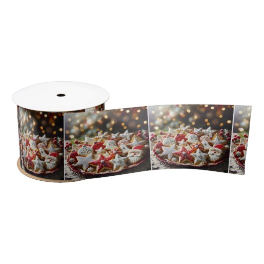 豪華なクリスマスの砂糖菓子 サテンリボン (リール)