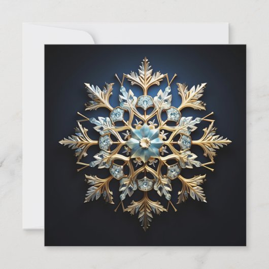 豪華なクリスマスの雪の結晶のホリデーカード シーズンカード (正面)