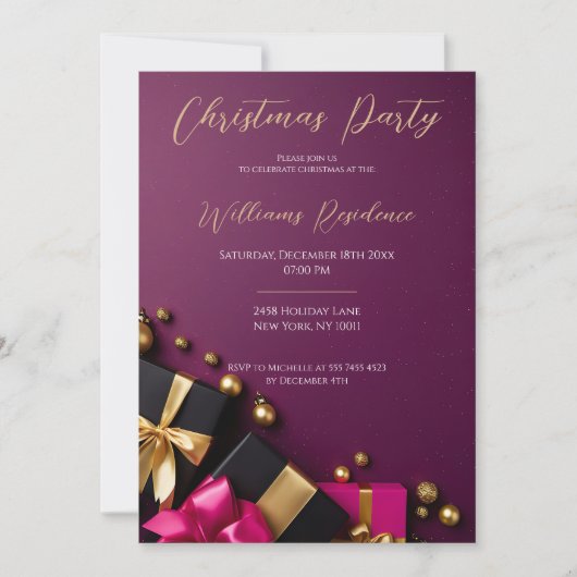 豪華なクリスマスパーティーの招待状 招待状 (正面)