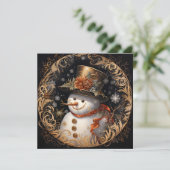 豪華なクリスマスホリデー雪だるまのグリーティングカード シーズンカード (スタンド正面)