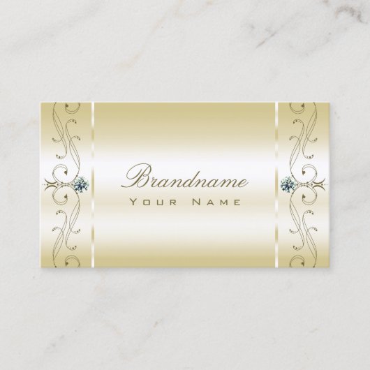 豪華なクリーム金ゴールドスクイグドジュエリー装飾品 名刺 (正面)