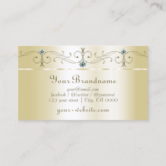 豪華なクリーム金ゴールドスクワイグド宝石とモノグラム 名刺 (裏面)