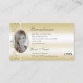 豪華なクリーム金ゴールドスクワイグド宝石のロゴ&写真 名刺 (裏面)