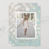 豪華なグリッター卒業写真の発表 招待状 (正面/裏面)