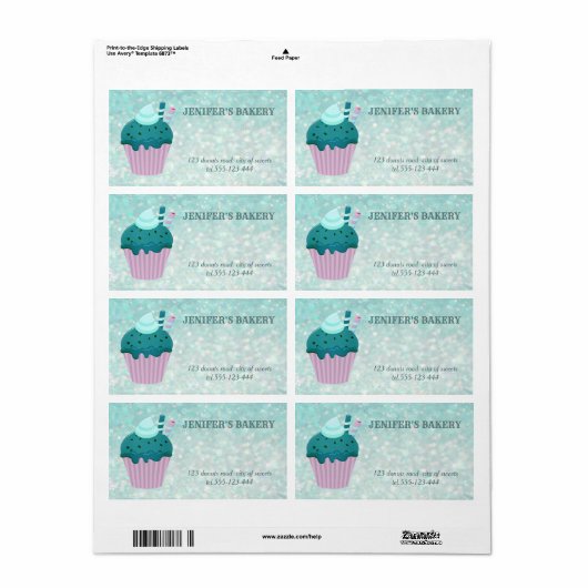 豪華なグリッター自家製カップケーキとスイーツ ラベル (フルシート)