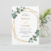 豪華なグリーンとゴールドのフレーム ウェディング招待状 招待状 (スタンド正面)