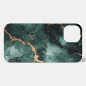 豪華なグリーンと金ゴールドアルコールのインクフォンケース iPhoneケース (裏面横)