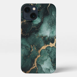 豪華なグリーンと金ゴールドアルコールのインクフォンケース iPhone 13ケース