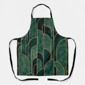 豪華なグリーンと金ゴールドアールデコパターン エプロン (正面)