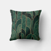 豪華なグリーンと金ゴールドアールデコパターン クッション (裏面)