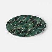 豪華なグリーンと金ゴールドアールデコパターン ペーパープレート (アングル)