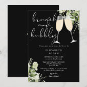 豪華なグリーンのブライダルシャワー　ブランチとバブル 招待状 (正面/裏面)