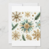 豪華なグリーンゴールドのスノーフレーク エレガントなホリデーカード (裏面)