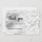 豪華なグレーの白銀のマーブル 誕生日のお礼 招待状 (正面)