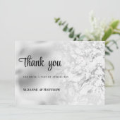 豪華なグレーの白銀のマーブル 誕生日のお礼 招待状 (スタンド正面)