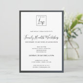 豪華なグレーの青いシルクのあなたのロゴ ワークショップ ガラ イベント 招待状 (スタンド正面)