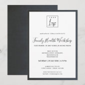 豪華なグレーの青いシルクのあなたのロゴ ワークショップ ガラ イベント 招待状 (正面/裏面)