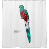 豪華なケツァル鳥の漫画イラストレーション シャワーカーテン (正面)