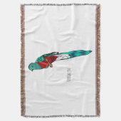 豪華なケツァル鳥の漫画イラストレーション スローブランケット (正面縦)