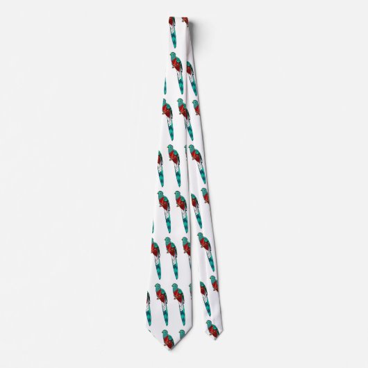 豪華なケツァル鳥の漫画イラストレーション ネクタイ (正面)