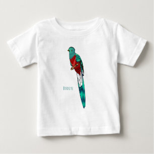 豪華なケツァル鳥の漫画イラストレーション ベビーTシャツ