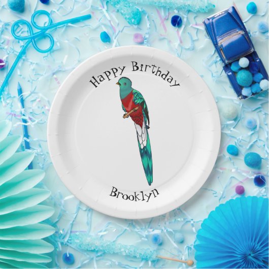 豪華なケツァル鳥の漫画イラストレーション ペーパープレート (パーティー)