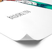 豪華なケツァル鳥の漫画イラストレーション ポスター (角)