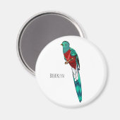 豪華なケツァル鳥の漫画イラストレーション マグネット (正面/裏面)