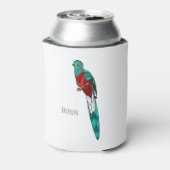 豪華なケツァル鳥の漫画イラストレーション 缶クーラー (缶裏面)