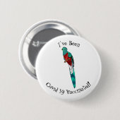 豪華なケツァル鳥の漫画イラストレーション 缶バッジ (正面&裏面)