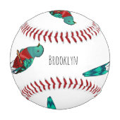 豪華なケツァル鳥の漫画イラストレーション 野球ボール (裏面)