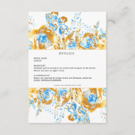 豪華なゴールデンターコイズ披露宴詳細カード エンクロージャーカード