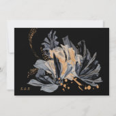 豪華なゴールドとブラックの花柄の結婚式招待状 招待状 (裏面)