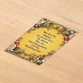 豪華なゴールドのウェディング フラワー フレーム（バラ） アクリル招待状 (レイダウン)