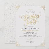 豪華なゴールドのカリグラフィー ヴィンテージ バースデーパーティー 招待状 (正面/裏面)