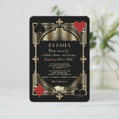 豪華なゴールドのギャツビースタイルのウェディングレセプション エンクロージャーカード (スタンド正面)