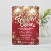 豪華なゴールドのスパークルを纏った赤い花火 招待状 (スタンド正面)