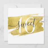 豪華なゴールドのホイルペイント スイート16歳の誕生日 招待状 (裏面)