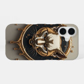 豪華なゴールドの猫の肖像画🐈 iPhone 16ケース (裏面横)
