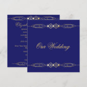 豪華なゴールドの結婚式招待状 招待状 (正面/裏面)