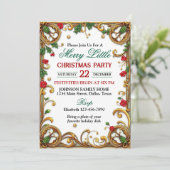 豪華なゴールドの縁取りが付いたクリスマスパーティー 招待状 (スタンド正面)