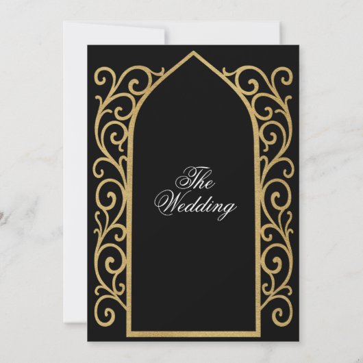 豪華なゴールドの縁取り ゴシックウェディング 招待状 (裏面)