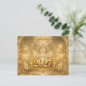 豪華なゴールドの舞踏会場で新年を祝う 2027年 シーズンポストカード (スタンド正面)