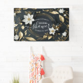 豪華なゴールドの花のリース ウェディングシャワーのお出迎えサイン 横断幕 (インサイチュ)