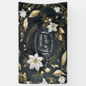 豪華なゴールドの花のリース ウェディングシャワーのお出迎えサイン 横断幕 (縦)
