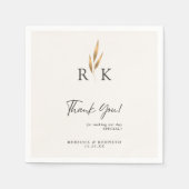 豪華なゴールドの花モノグラムの結婚式のお礼 スタンダードカクテルナプキン (正面)