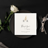 豪華なゴールドの花モノグラムの結婚式のお礼 スタンダードカクテルナプキン