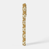 豪華なゴールドの花柄に白いユリのモチーフ iPhoneケース (右側面)